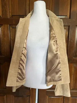 Coldwater Creek Women's L Tan‎ Genuine Suede 100% Leather Jacket Floral Applique thumbnail 6