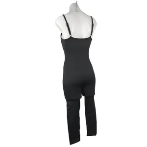 OQQ Black Scoop Spaghetti Strap Tummy Control One Piece Bodysuits Jumpsuit Sz L thumbnail 2