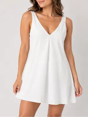 Zara White Double V-Neck Flowy Bridal Mini Dress thumbnail 1