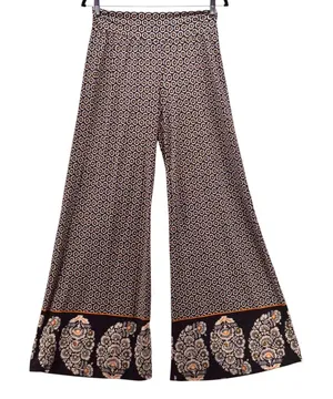 Wide Leg Boho Swim Cover Up‎ Pants Black Large thumbnail 1