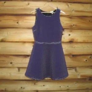 Joie Womens Purple Fit & Flare Perforated Scuba Mini Dress thumbnail 2