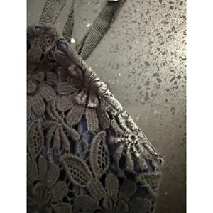 Alice + Olivia Black Floral‎ Guipure Lace Mini Dress Navy Lining 3568 thumbnail 5