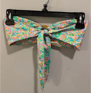 Kulani Kinis Spring Fling Shimmer O-Ring Floral Bandeau Bikini Top Green Multi thumbnail 8