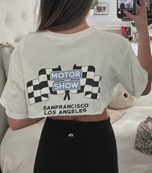 Brandy Melville Graphic White Crop T-Shirt thumbnail 2