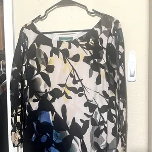 Maeve Anthropologie Shift Dress Womens sz M Shaded Garden long sleeve‎ black thumbnail 4