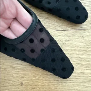 LPA Heels Slingback Pointed Toe Polka Dot Mesh Giulia Size US 6.5 Black thumbnail 3