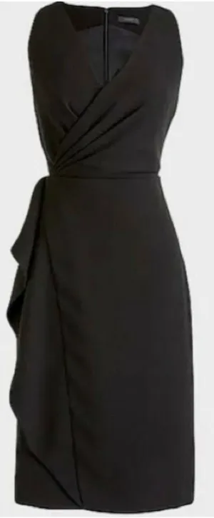 J.Crew 365 Sleeveless Black Faux‑Wrap Crepe Dress Sz14 thumbnail 1
