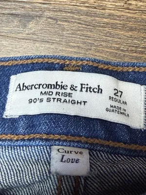 Abercrombie & Fitch Mid Rise 90's Straight Women's 27 Curve Love Denim Stretch thumbnail 6