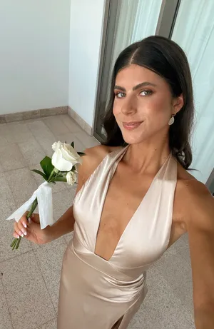 Show Me Your Mumu Dress Champagne Luxe Satin thumbnail 1