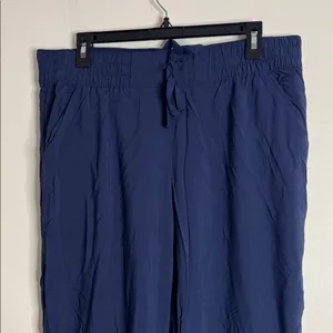 Aerie Navy Elastic Waist Drawstring Viscose Cuffed Crop Joggers size L thumbnail 3