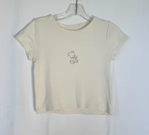 Brandy Melville John Galt Cream Bear Crop Top thumbnail 1