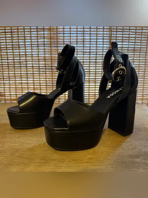 LAMODA Oh Lordy Chunky Platform Black Block Heel Sandals with Ankle Strap (5) thumbnail 3