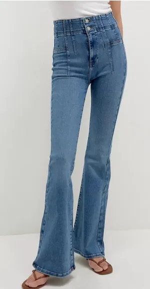 Free People We The Free Jayde High Rise Flare Jeans Sunburst Blue 29 thumbnail 1