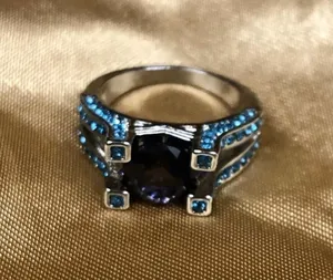 Purple Amethyst Silver Engagement Ring Size 8 thumbnail 1