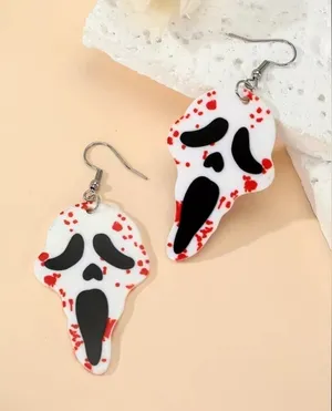 Boutique Ghost-face Scream Halloween Earrings nwt thumbnail 1