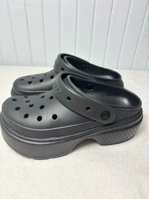 Crocs Stomp platform‎ Black Clogs mens 7 women's 9 triple black elevated NEW thumbnail 2