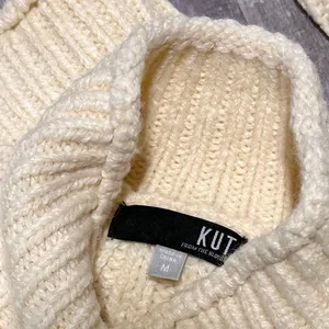 Kut From The Kloth Leona Ribbed Turtleneck Sweater Womens M Ivory Chunky Knit thumbnail 7
