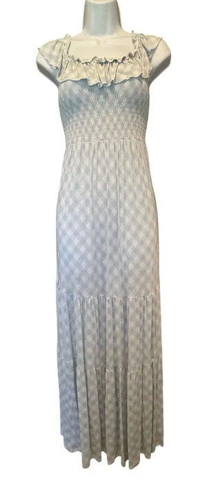 Bums & Roses Gingham Maxi Dress M Smocked Bamboo Cottagecore Tiered Cottagecore thumbnail 1