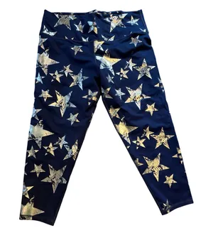 Aerie Move Metallic Star Print Leggings. Blue with Silver Stars. Size XXL thumbnail 1