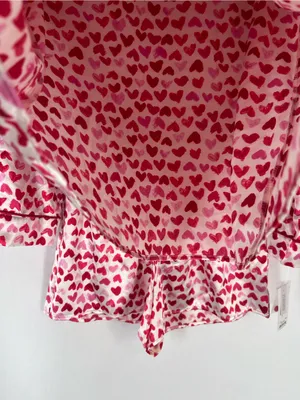 Lilac + London Pink Hearts Satin Shortie Pajama Set Size M NWT thumbnail 7