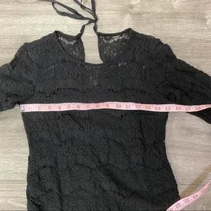 H&M Sheer Lace 3/4 Sleeve Top Black S thumbnail 99