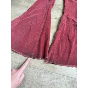 Free People Just Float On Corduroy Flare Jean fray hem wide leg Russet Acorn 26 thumbnail 5