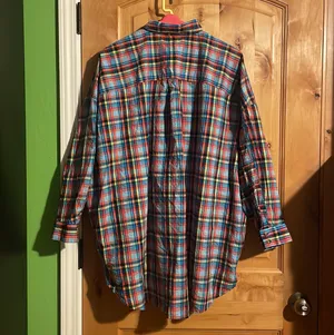 Oversized Bryce Plaid Longline Button-Down Shirt $88 EUC S thumbnail 5