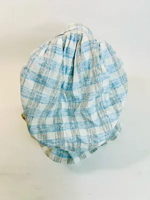 Vintage Large Prairie Sun Bonnet, Blue and White Plaid Flannel, One Size thumbnail 7