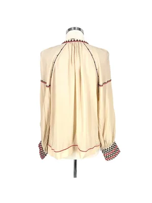 Magali Pascal Alexi Blouse Natural Boho Embroidered Cuff Peasant Top Size Large thumbnail 7