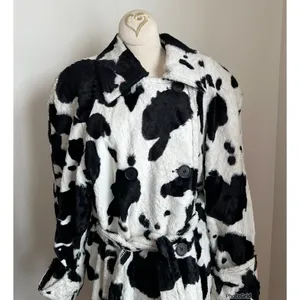 Vintage VTG Union Made Faux Fur Cow Print Coat thumbnail 3