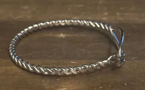 Stainless steel hook and eye rope bangle bracelet Silver thumbnail 6