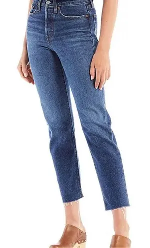Levi’s 26” Wedgie Straight high waisted button fly raw hem jeans. thumbnail 1