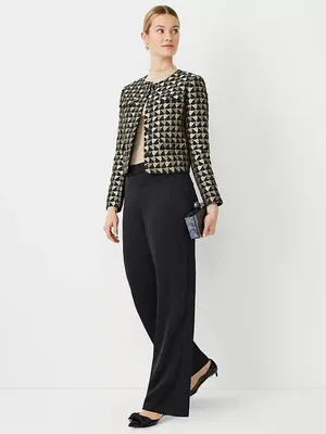 NWT Ann Taylor Size 12 12x32 Black Satin Wide Leg Dress Pants NEW thumbnail 3