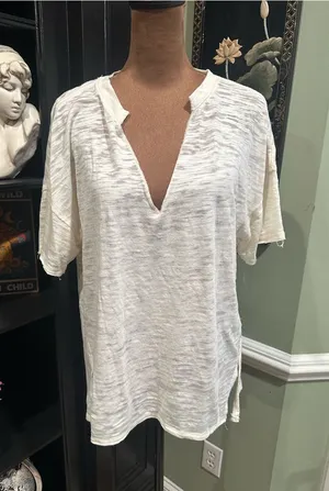 Free People We The Free Maddie Burnout V‑Neck Tee – XS (Oversized) thumbnail 1
