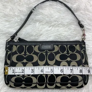 y2k COACH Black Signature Canvas Mini Purse Wristlet with Card Slots thumbnail 12