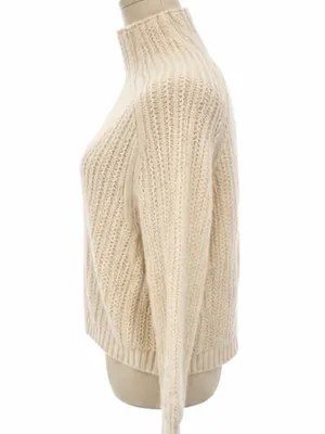 Madewell 100% Merino Wool Cream Mock Neck Chunky Knit Sweater Size Small thumbnail 2
