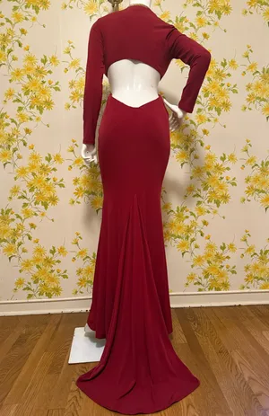Rubber Ducky Burgundy Long sleeve Cutout Evening Dress size M thumbnail 3