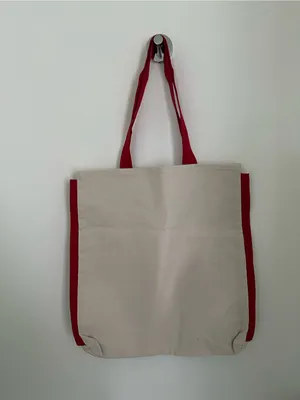 Red Lip Print Large Canvas Tote Bag Stylish and Trendy thumbnail 4