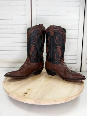 Vintage Abilene Western Cowboy Boots 9093 Julie Brown Black Leather‎ Women 7.5 thumbnail 4