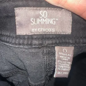 Chico’s 0/4 black straight leg distressed jeans thumbnail 3