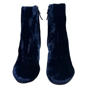 Sam Edelman Tinsley Navy Blue Velvet Block Heel Ankle Booties Sz 11 M Whimsigoth thumbnail 4