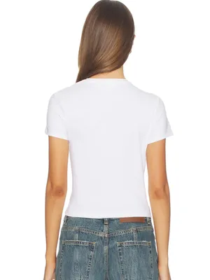NWOT Good American Super Stretch Twist Tee in White Size Small thumbnail 4