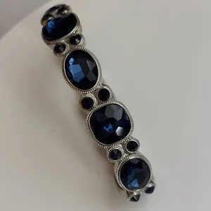 Silver Tone Blue Crystal Stretch Bracelet thumbnail 10