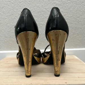 Coach Brown & Gold Cheetah Lined High Pump‎ Heels 6.5 thumbnail 3