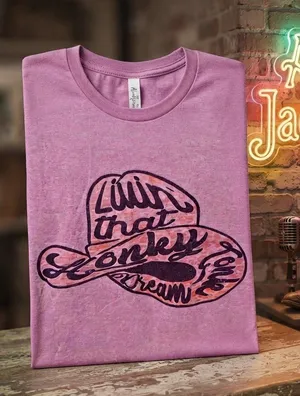 Alan Jackson Gildan Livin' That Honky Tonk Dream Pink Country Graphic Tee Size M thumbnail 1