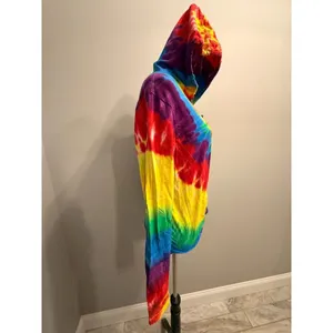 NEW Dyenomite women's medium tie-dyed rainbow hooded pullover thumbnail 3
