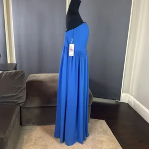 Women’s Blue Full Length Strapless Formal Dress Matching Shawl Size XL (14) NEW thumbnail 4