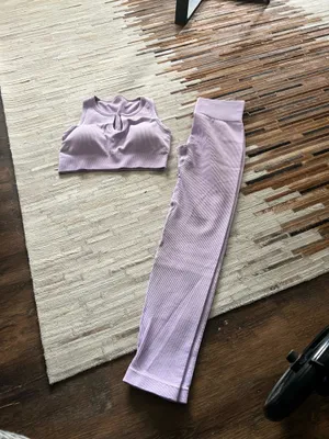 OQQ leggings and top pale purple small thumbnail 3