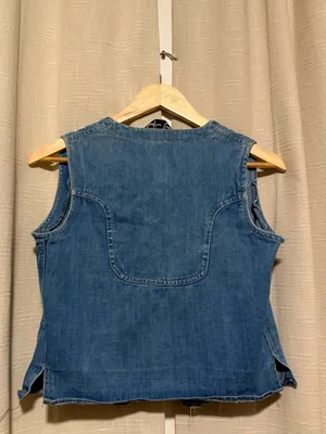 GAP 70s/80s Blue Denim Button-Front Vest thumbnail 7