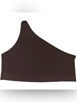 SET Active x Justine Skye Sportbody Dark Brown One Shoulder Sports Bra Size M thumbnail 3